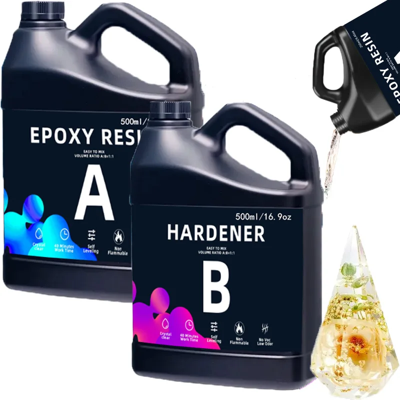 1000ML Epoxy Resin Kit with Accessories 1:1 Ratio Crystal Clear Epoxy Resin Bubble-Free Anti-Yellowing Resin for Casting