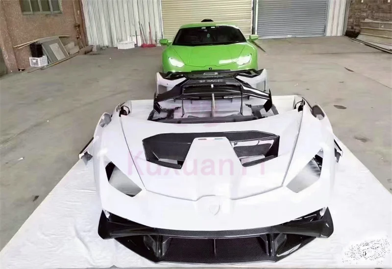 لامبورغيني هوراكان LP580 LP610 EVO STO نمط ألياف الكربون الجافة المصد الأمامي المصد الخلفي الخلفي سبويلر طقم الجسم