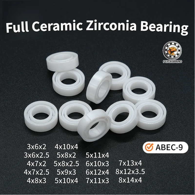 1Pcs 2Pcs 3x6x2 3x6x2.5 4x7x2 4x7x2.5 4x8x3 4x10x4 5x8x2 5x8x2.5 Full Ceramic Zirconia Bearing ABEC-9 Fishing Reel Bearing