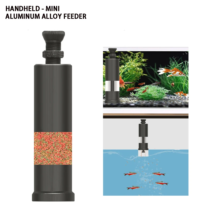 Fish tank feeder handheld finger pressure aluminum alloy fish DIY  feeder mini small batch fish feeder quantitative feeder