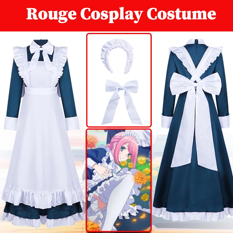

Anime Metallic Rouge Role Rouge Cosplay Women Disguise Maid Dress Costume Female Roleplay Skirts Headgear Halloween Party Suits