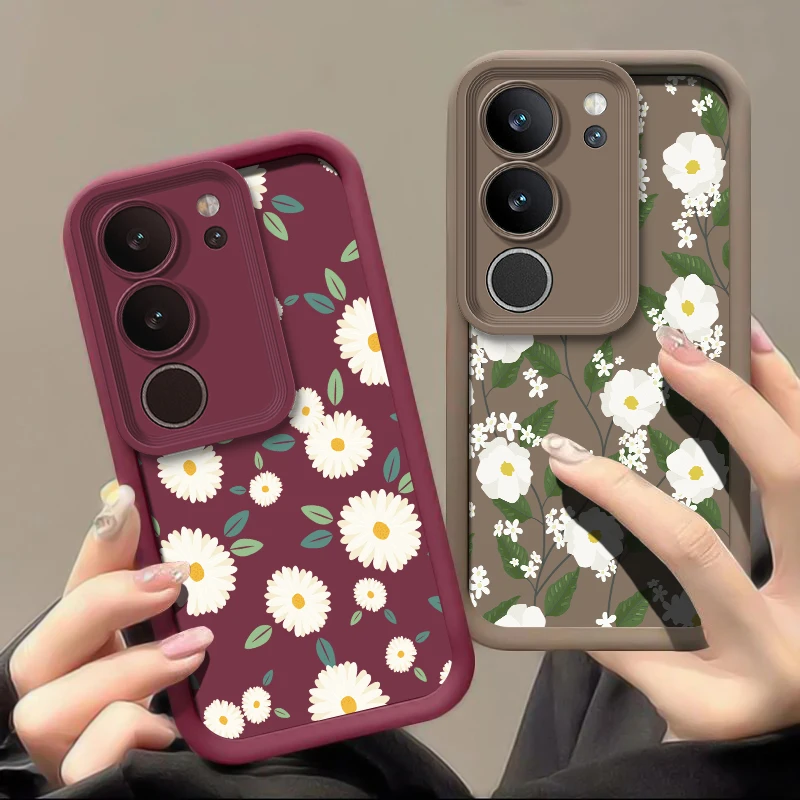 

Роскошный чехол для телефона с цветочным рисунком для Vivo Y400 Pro Y300 Y52 Y51A Y50 Y89 Y81I Y77 Y76S Y72 Y55 Y53S Y200 Y100, противоударный утолщенный чехол