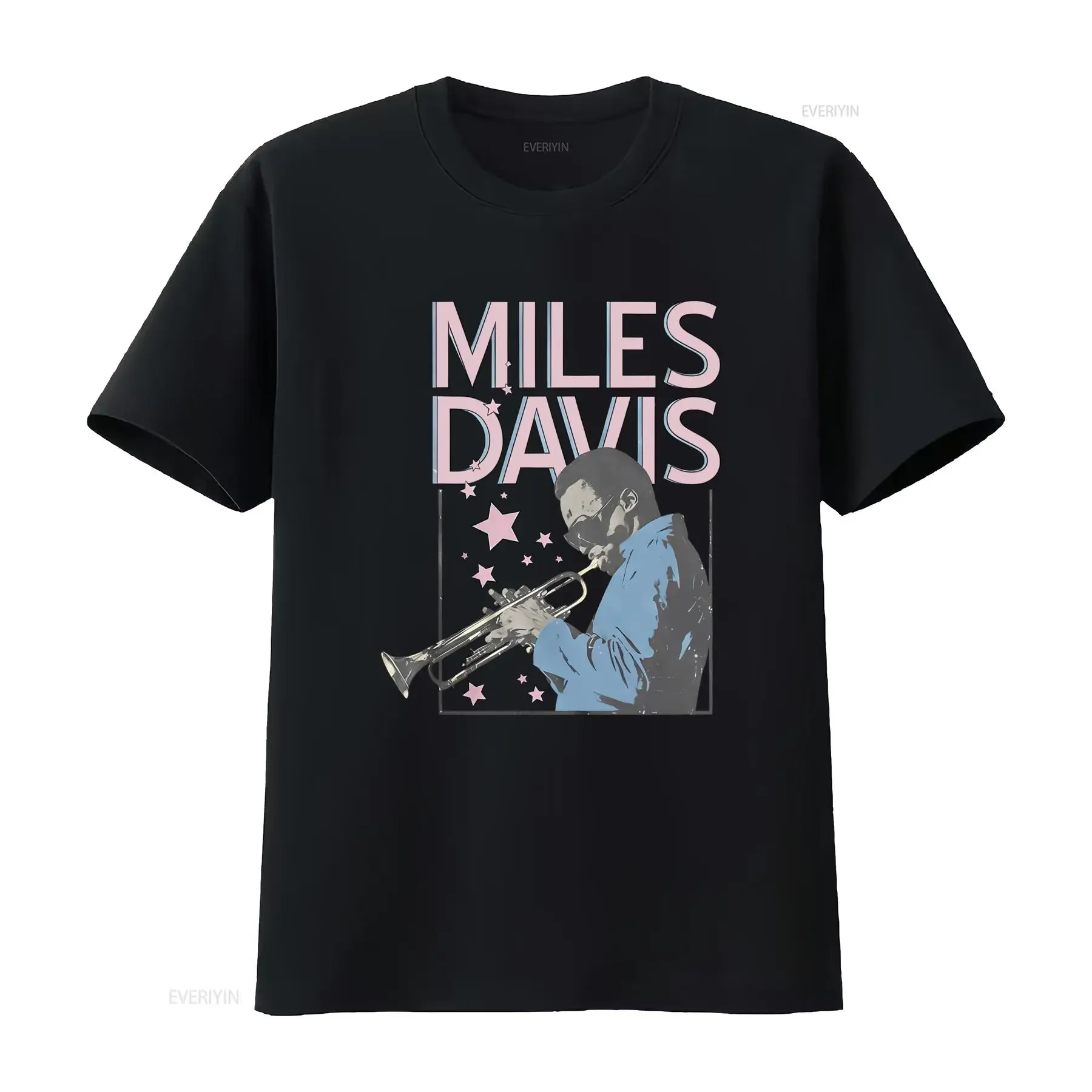 Vintage Retro Miles Davis Jazz Trumpet Musician Print Casual T Shirt vintage Washed Breathable Comfortable streetwear Stretched