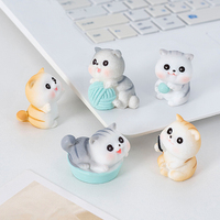 Naughty Resin Small Cat Figurine Mini Cartoon Kitten Ornaments 3D Cat Desktop Decoration Creative Car Mounted Figurines