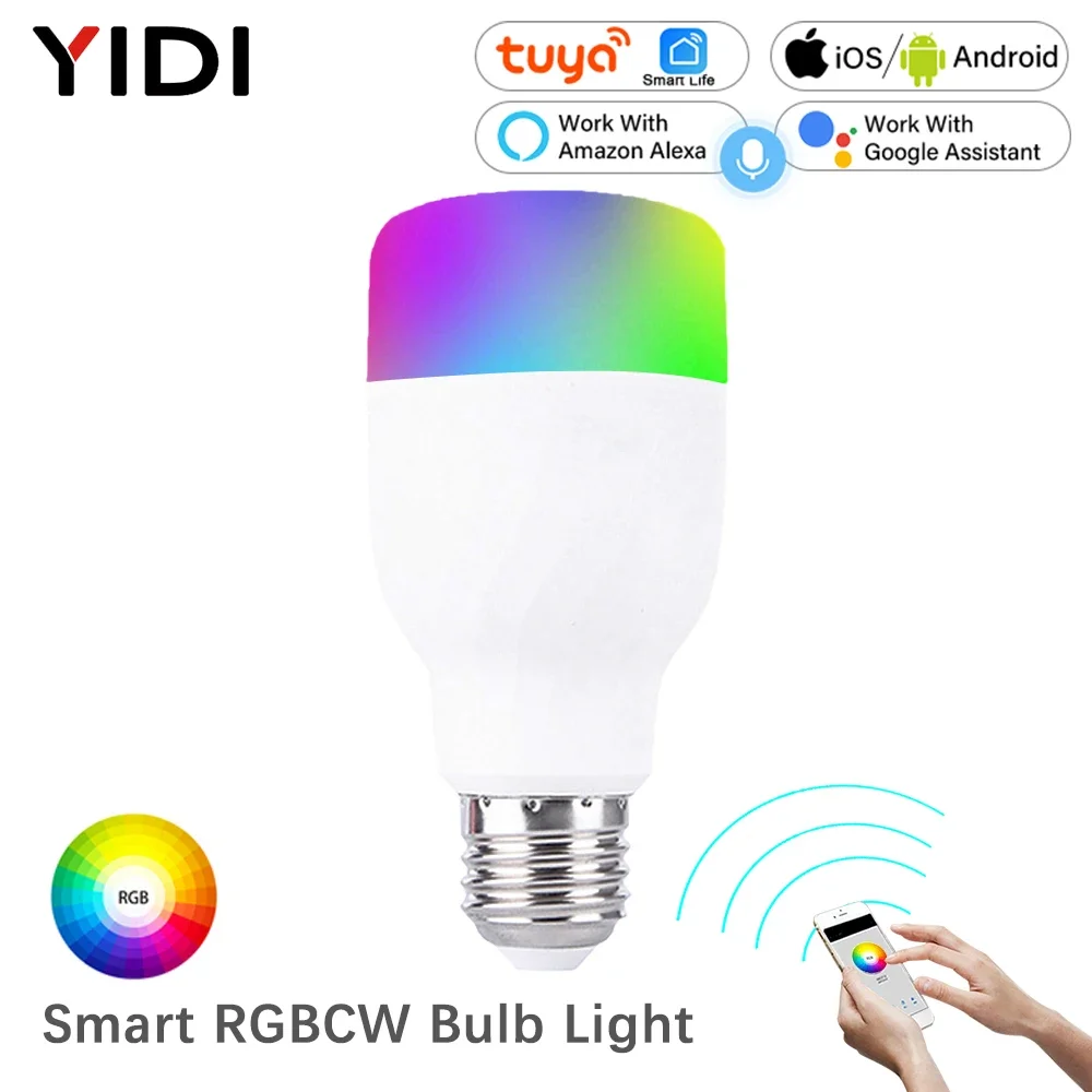 

Лампа Интеллектуальная светодиодная лампа RGBW WiFi Smart Colorful Light 7W APP Дистанционное управление работает с Alexa Google для умного дома E27 E26