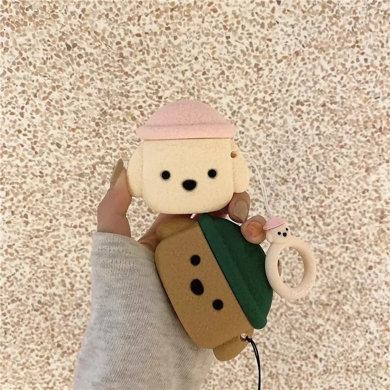 جديد لطيف الكرتون تيدي الكلب ثلاثية الأبعاد واقية بلوتوث سماعة غطاء سيليكون ل Airpods برو 2 حافظة Airpods 3 حافظة Airpods 1/2