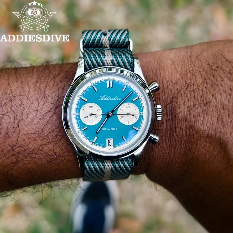 

ADDIESDIVE Men Japan VK64 Quartz Watch New Luminous 100m Waterproodf Calendar Sport Diving 38mm Luxury Chronograph Wristwatch