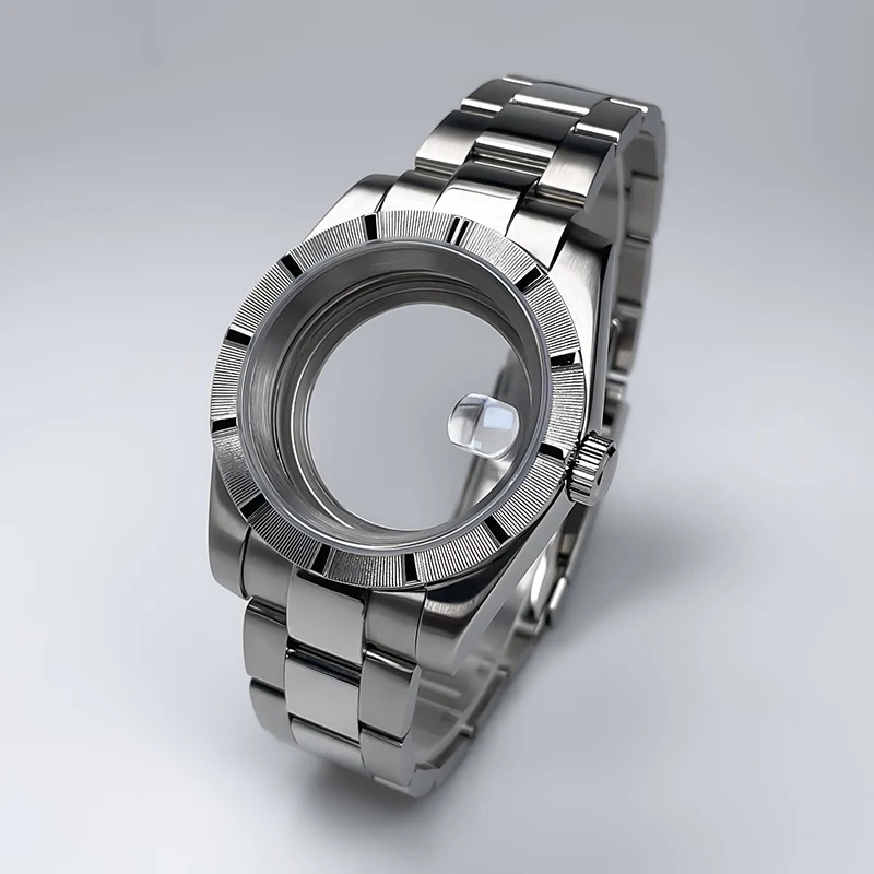 NH35 Case 39mm Stainless Steel Watch Case for SK Mod Replacement Parts Striped Lines Bezel Sapphire Glass Fit NH35 NH36 Movement