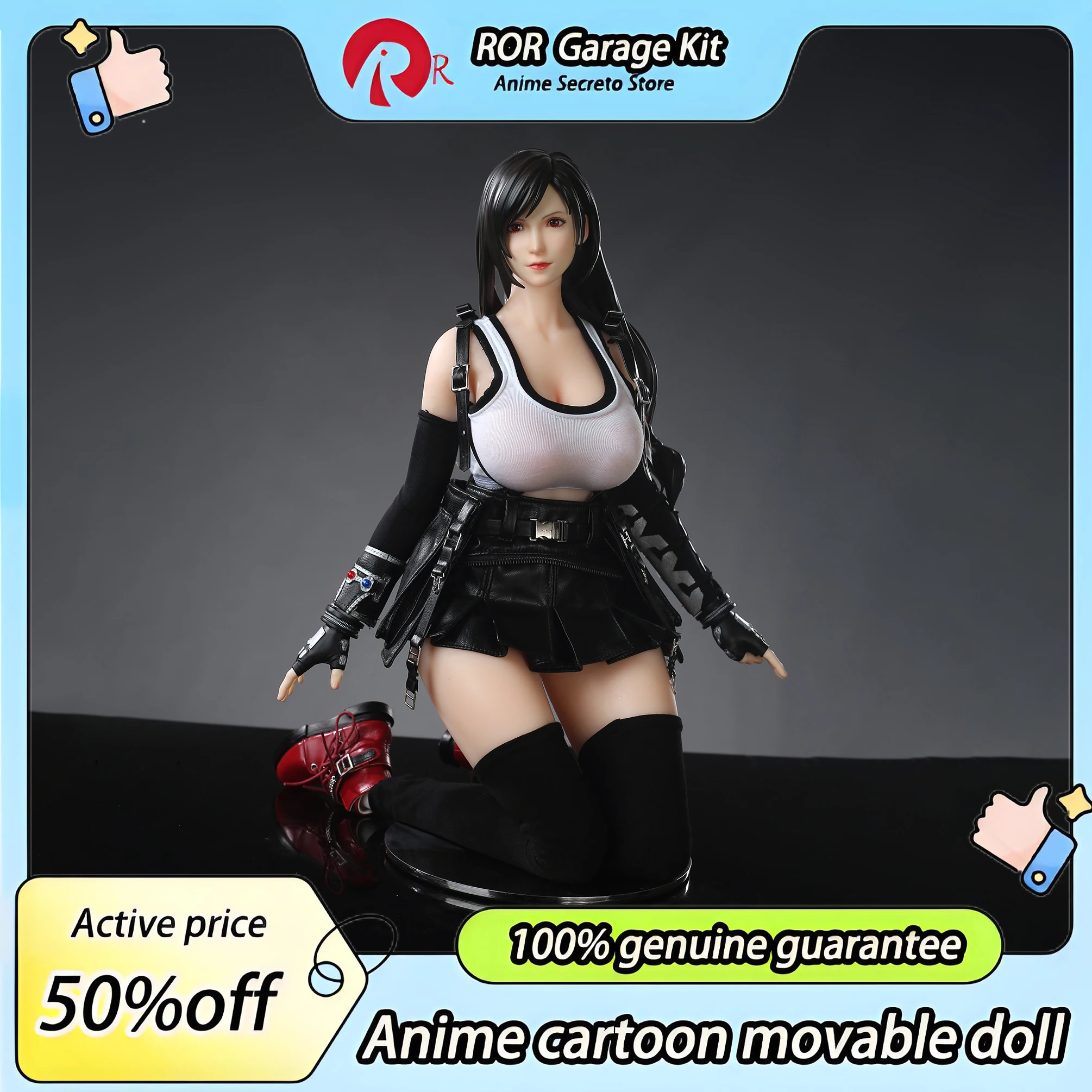 ROR 65cm Anime Doll - Tifa -Garage Kit/ Movable Robot Detachable Resin Head Sculpture/Beautiful Costume Toy Gift