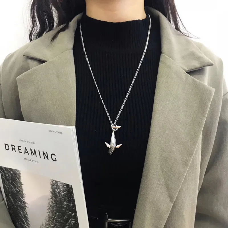 BOCAI New S925 Sterling Silver Fashionable And Simple Whale Pendant A Selected Gift For Men And Women