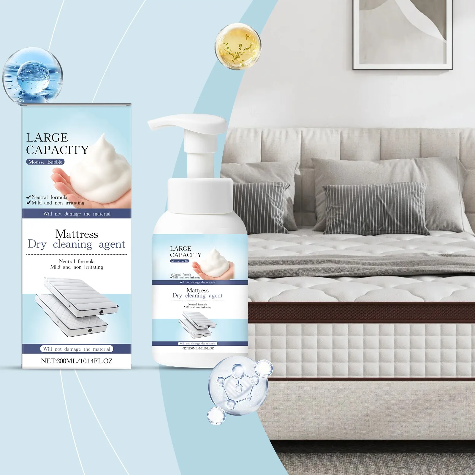 

Усовершенствованный спрей для чистки матрасов, 300 мл, средство для удаления пятен с ковров, эко-энзиматическая формула для глубокой очистки обивки запахов домашних животных