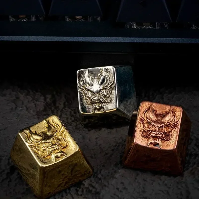 Dragon Totem Brass Artisan Keycaps Custom Retro Copper Keycap Gold Aluminum Point Key Cap Mechanical Keyboard Gaming Accessories