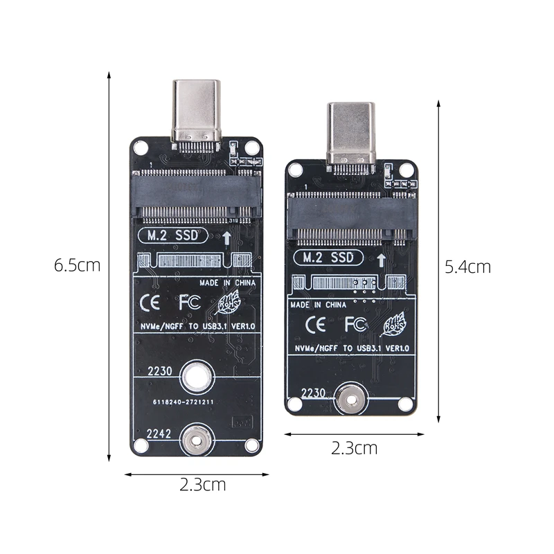 USB 3.2 GEN2 USB-A / Type C Riser M.2 SSD Adapter B+M/M Key for M2 SATA Protocol SSD NVME SSD Dual Protocol RTL9210B Chip 10Gbps