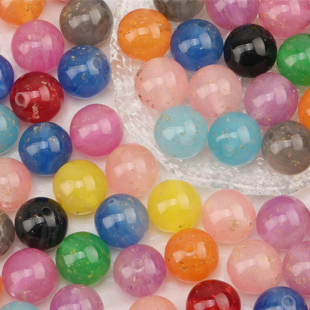 

Cordial Design 100Pcs 16*16MM Resin Beads/Round Shape/Hand Made/DIY Beads/Glitter Powder Effect/Jewelry Findings & Components