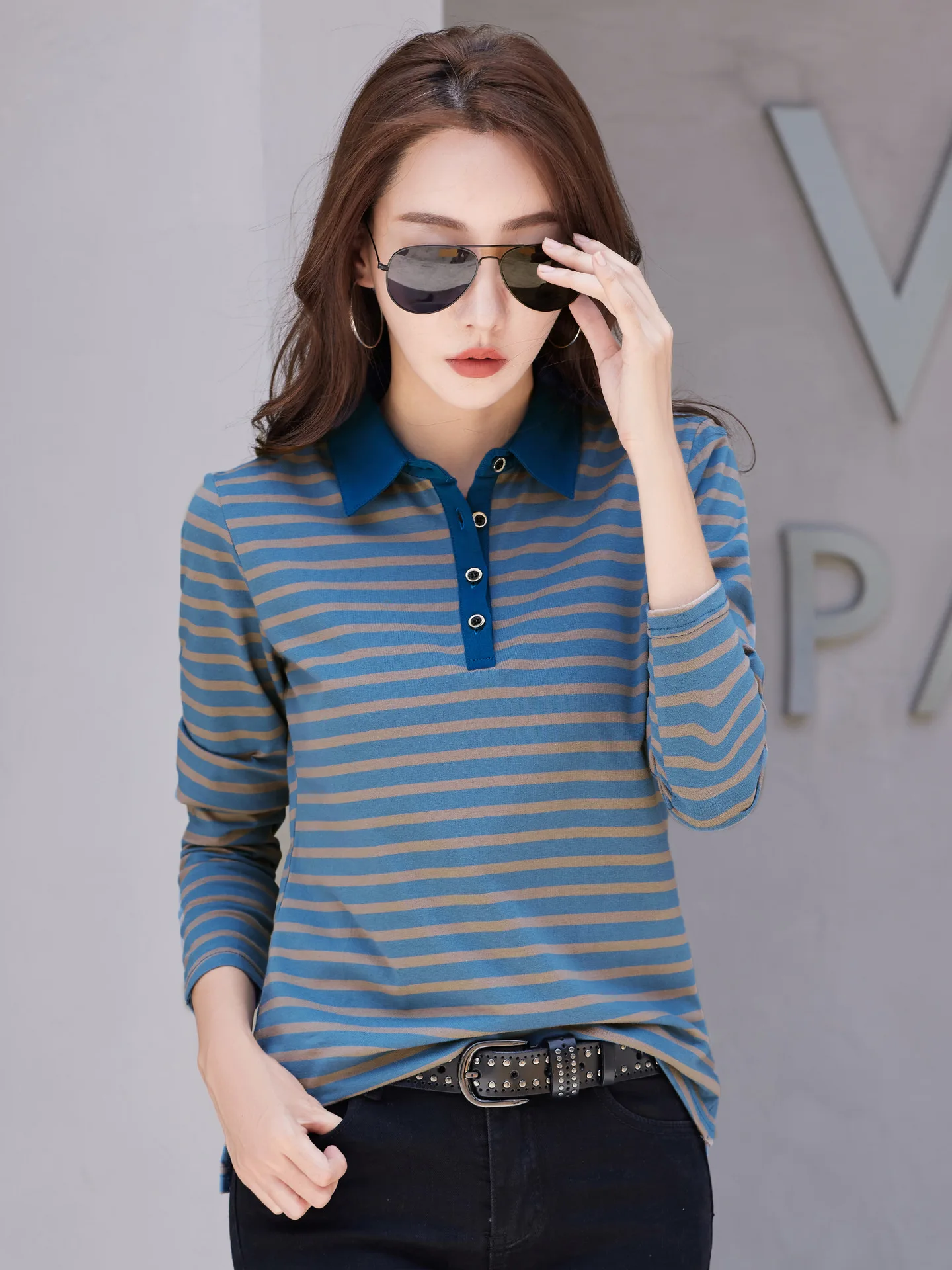 New Women Polo Shirt Long Sleeve Buttons Cotton Polos Spring Summer Casual T-shirt Golf Sportswear Female Tops Tees Black White