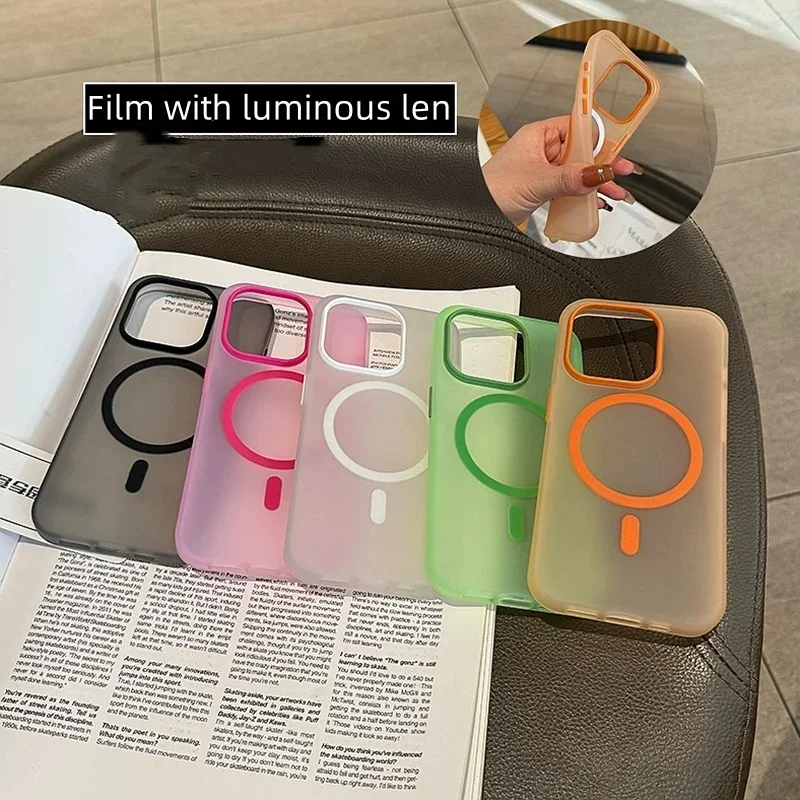 Luxury Lens Translucent Magsafe Matte Case For iPhone 11 12 13 14 15 16 Pro Max Plus Soft Silicone Magnetic Bumper Thin Cover