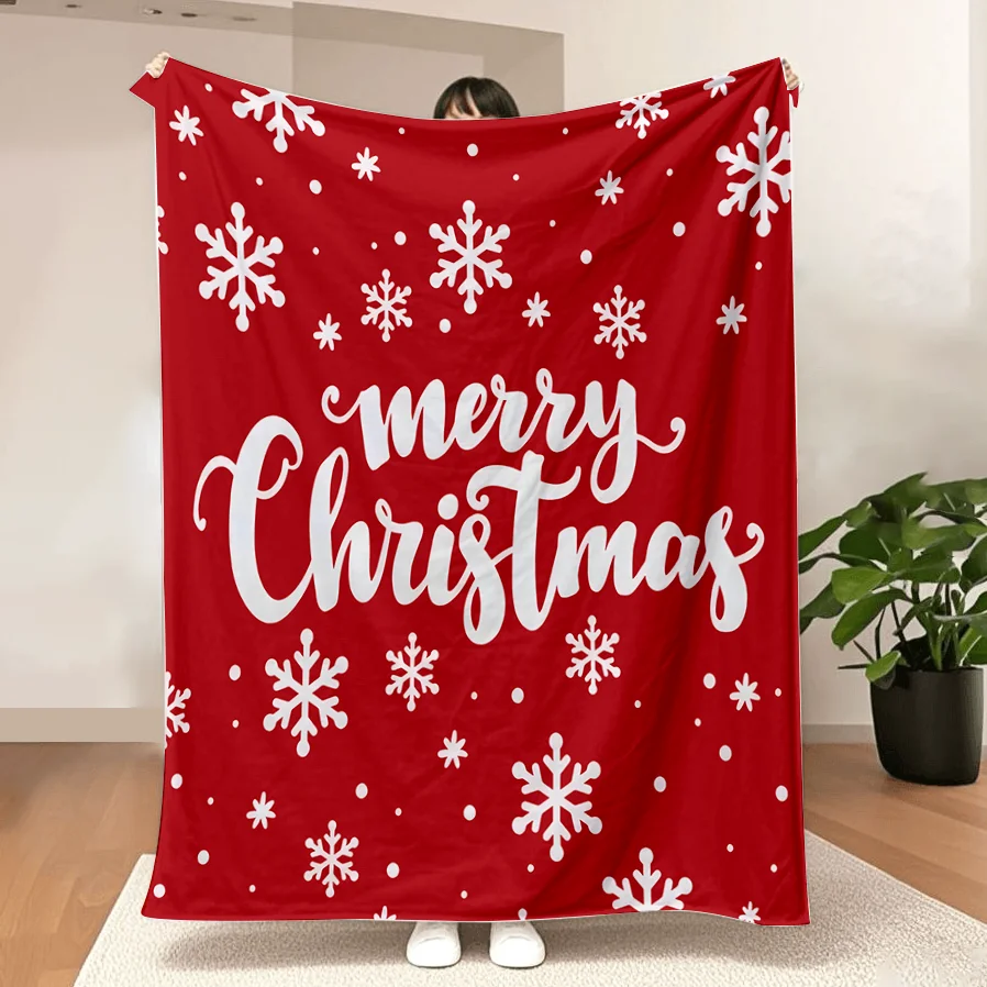 1 Stück Decke mit Schneeflocken-Aufdruck, Flanelldecke mit Weihnachtsthema, weiche, warme Überwurfdecke, Nickerchendecke für Couch, Sofa, Büro