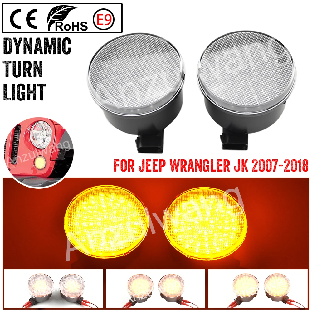1 paio di luci di sterzo Plug & Play indicatore di direzione a LED indicatore di direzione laterale di parcheggio lampada Fender Smoke Lens per Jeep Wrangler JK