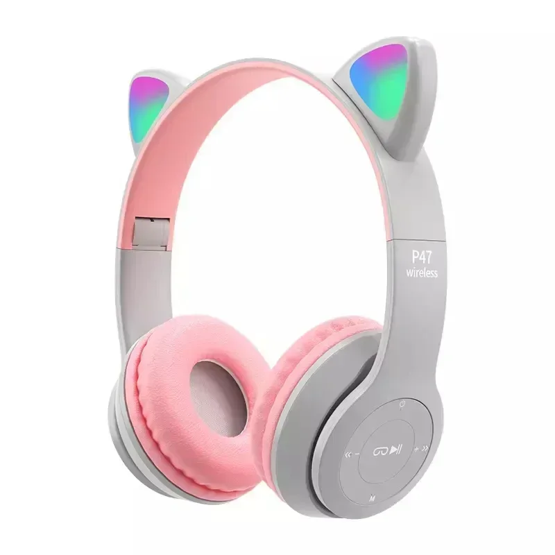 Hot Selling  Kids Headphones Wireless Cute Cat Ear  Earphones Gaming Headsets For Gaming Sport