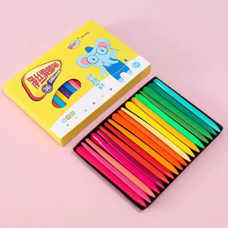 12/24 Colors Plastic Crayons Washable No Mess Crayon Set for Kids Preschool Drawing Coloring Art Supplies School Stationery