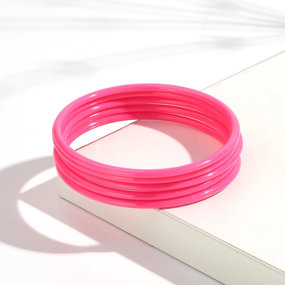 Trendige fluoreszierende bunte runde geometrische Armreifen aus Acryl, mehrfarbiges, dünnes, stapelbares Armband, Modeaccessoires – Detail 11
