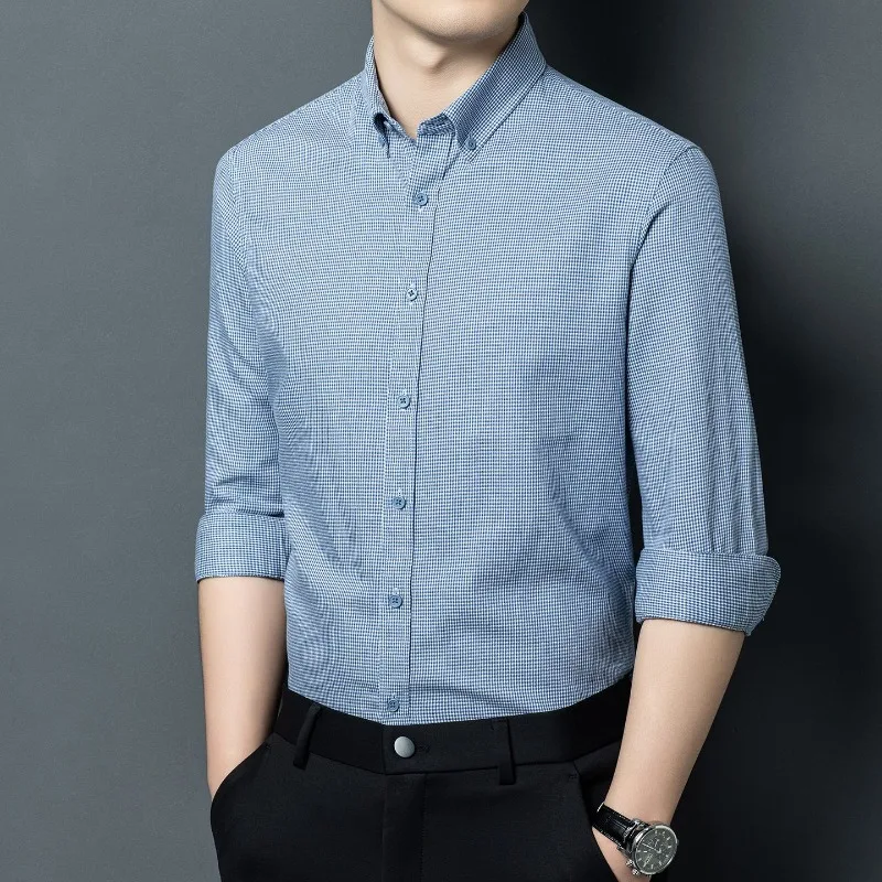 Men Long-sleeved Shirt Middle-aged Business Professional Casual Shirt