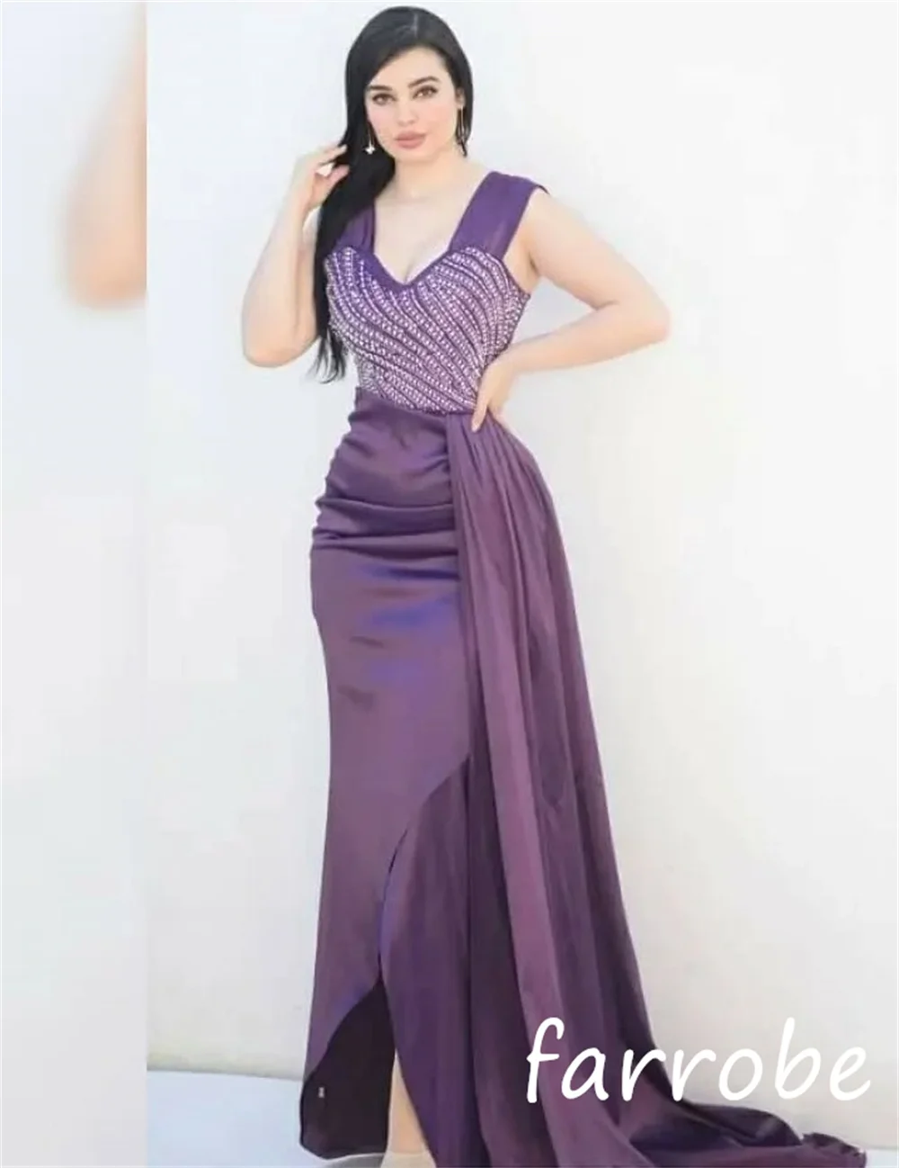 Customized Modern Style Charmeuse Sequined Pleat Straight Sweetheart Long Dresses Bespoke Occasion Casual