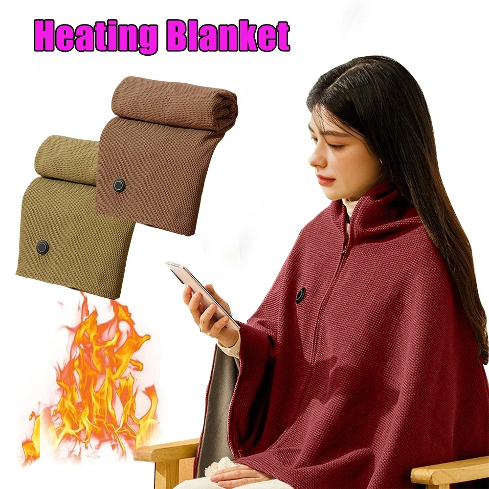 

Wearable Graphene Heating Blanket USB Powered Electric Heated Cape Shawl Fast Warm Throw for Office Home Single Person Use