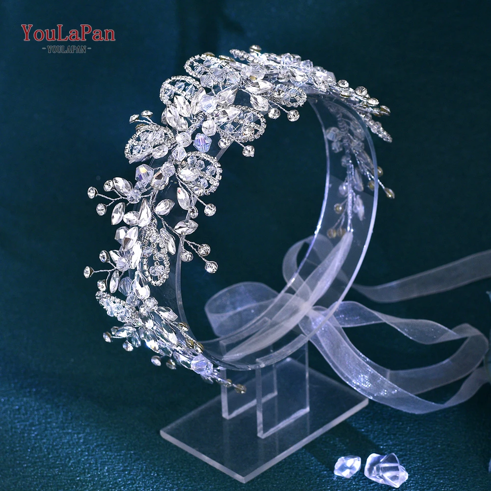 YouLaPan-Diadema de hoja de diamantes de imitación para mujer, tocado de cristal para novia, accesorios para el cabello para fiesta de graduación, HP743