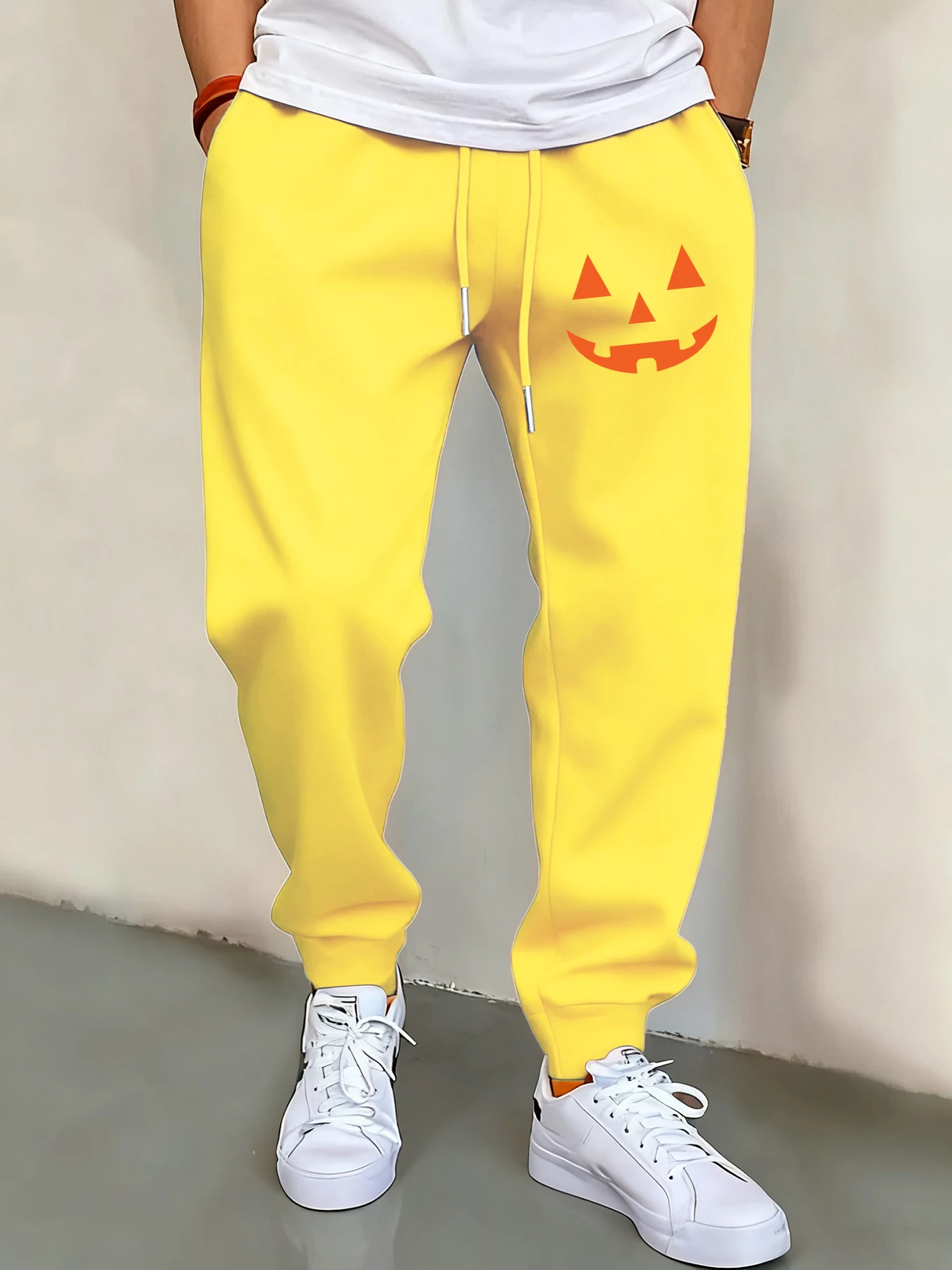 

Halloween Atmosphere Pumpkin Men'S Pants Comfortable Fleece Trousers Trendy Street Sweatpants Soft Casual Man Jogging Pant
