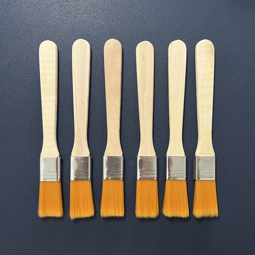6pcs Yellow Nylon Square-Wash Paintbrushes Mini Solid Wood Handle For Clean The Dust And Students Art Painting Oil Brushes