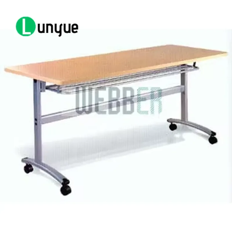Folding Table on Wheels Portable Rolling Desk with Lockable Casters Compact Space Saving Design for Home Office Kitchen
