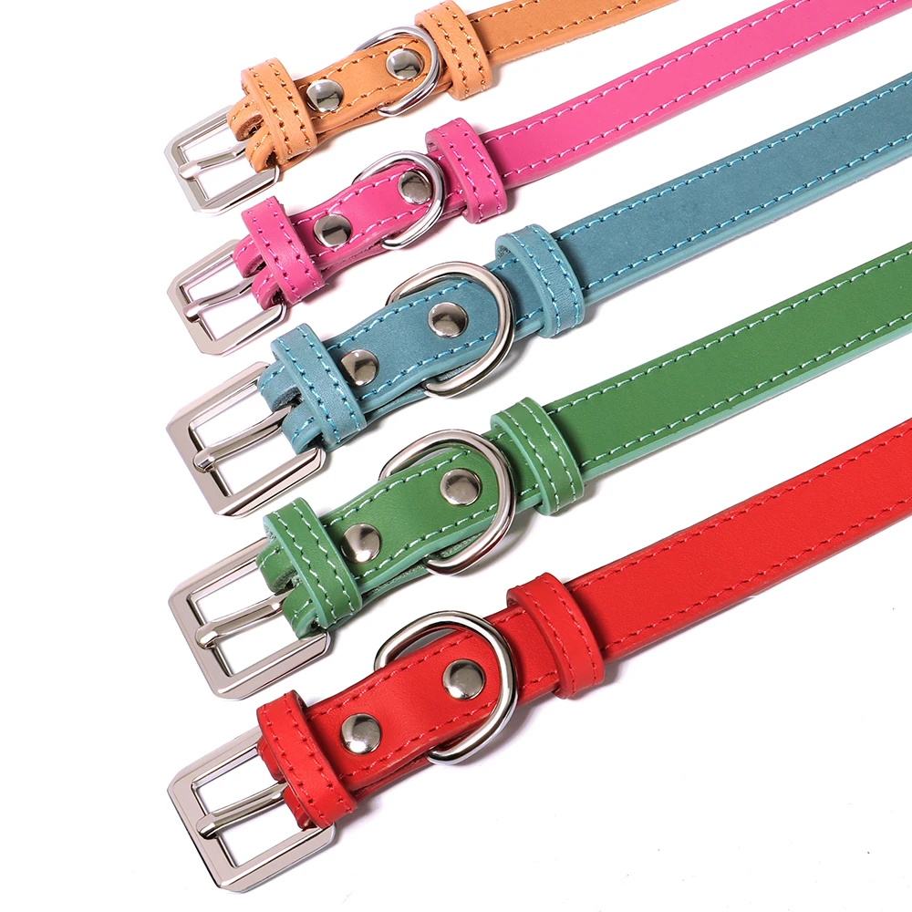 Leather Small Dog Collar Adjustable Puppy Dogs Collars Necklace Durable Pet Cat Necklace For Small Medium Dogs Cats Chihuahua