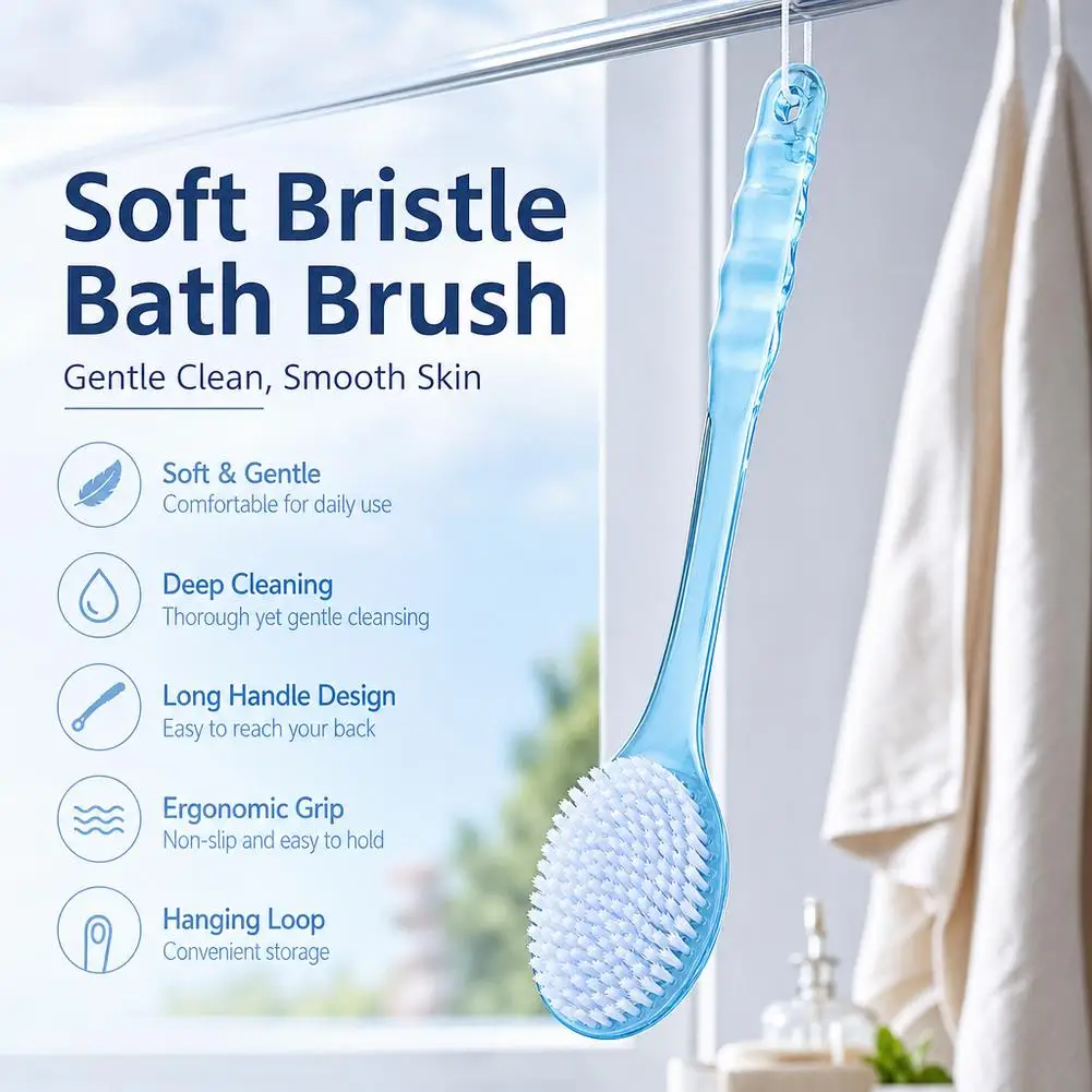Bath Brush Back Body Bath Shower Sponge Scrubber Brushes With Handle Mud Back Scrubber Shower Massage Brushes Exfoliation Brush