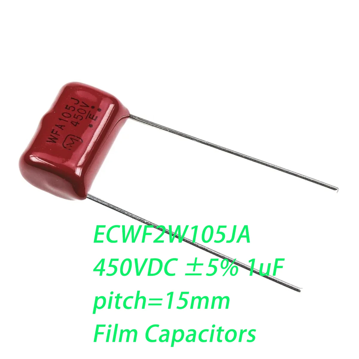 10 шт. ECWF2W105JA WFA105J 450V, шаг выводов 15 мм, 450VDC ±5%, 1 мкФ, 1000 нФ, 1000000 пФ, 0.000001Ф, НОВЫЕ оригинальные пленочные конденсаторы CBB