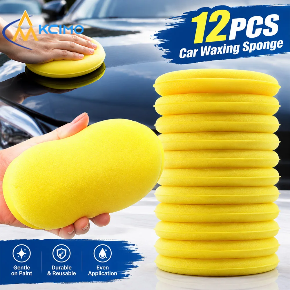Oval Car Polishing Wax Sponge 12Pcs Foam Applicator Pad Auto Detailing Waxing Sponge