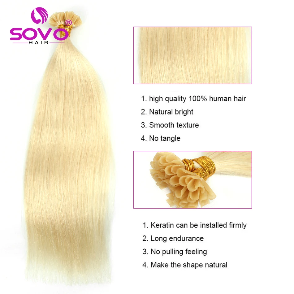 Estensioni dei capelli con punta a U dritta 100% veri capelli umani Remy 12 "-26" estensioni dei capelli alla cheratina Pre incollate per la fornitura del salone 100 fili