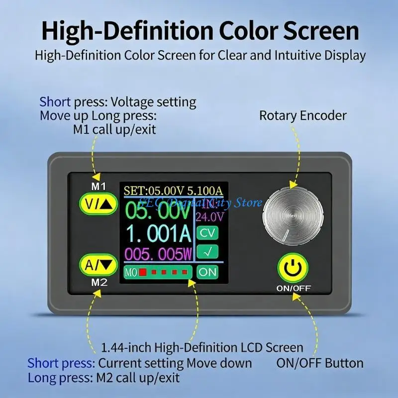 

U75B Digital Power Supply LCD Screen Showing Voltages Current Power Reverse