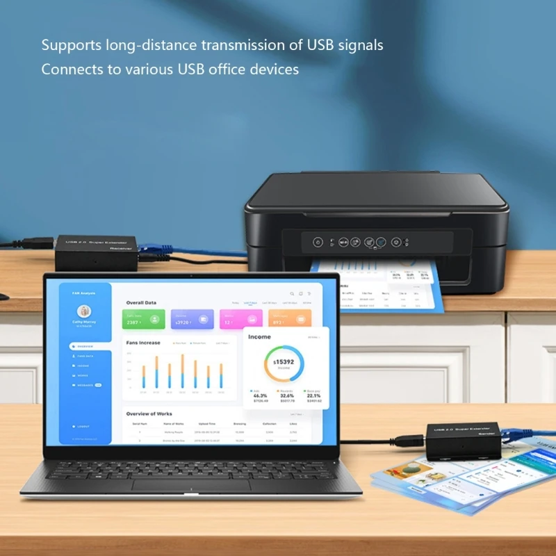 USB2.0 Over CAT5E Cable Extable Connection for Video Transfer Office Home A4WF