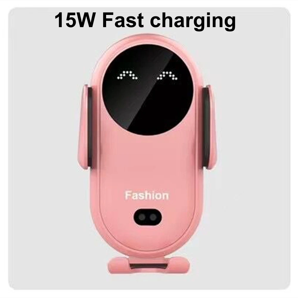 15W Car Wireless Charger Infrared Induction Auto Clamp Magnetic Vehicle Mount Fast Charger Phone Holder For Iphone 14 13 Samsung