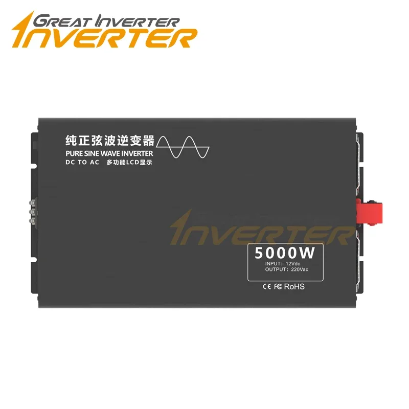 High quality 5000W DC 12v 24v 48v 60v 72v 84V to 100v 110v 120v 220v 230v 240v AC Inverter pure sine wave 5kw LCD