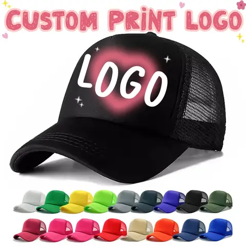 Customized Printed Logo Sponge Mesh Cap Solid Color Baseball Hat Sunshade And Sun Protection Travel Caps Truck Cap Duckbill Hats