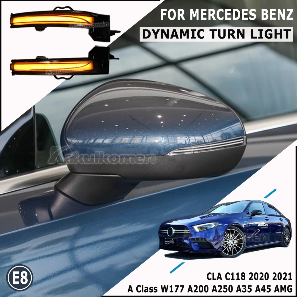 لمرسيدس بنز A الفئة W177 V177 A200 A250 A35 A45 AMG CLA C118 LED ديناميكية بدوره مصباح إشارة الجانب مرآة المؤشر الوامض