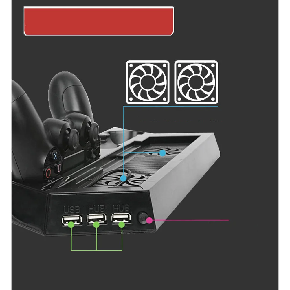 

All In One Vertical Stand Cooling Fan Game Console Controller Charging Station Dual Ports Usb Hub Overheat Protection Space