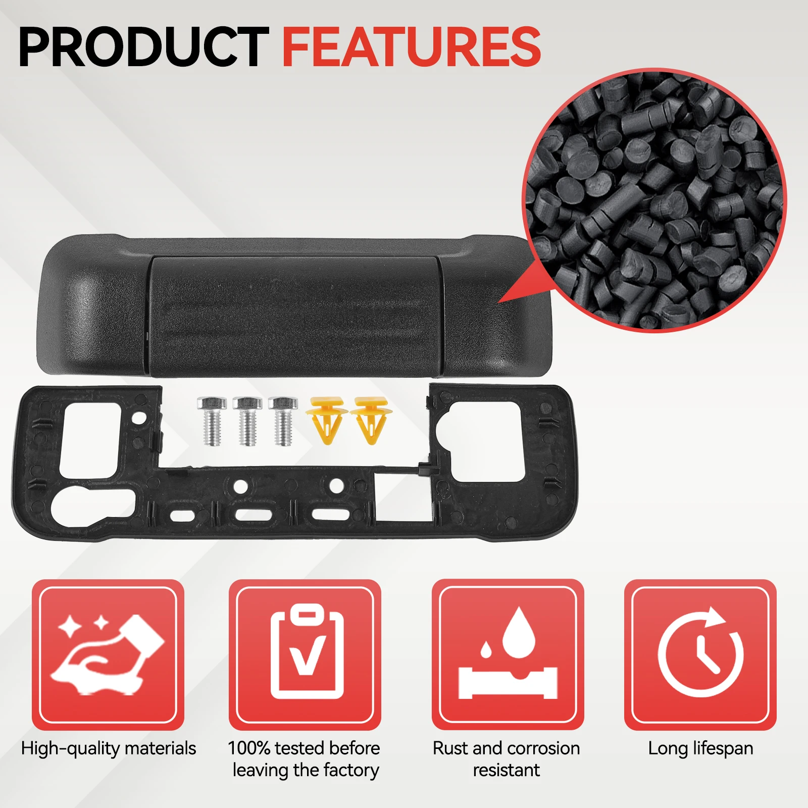 Car Exterior Tailgate Outer Rear Back Door Outer Handle W/Clips