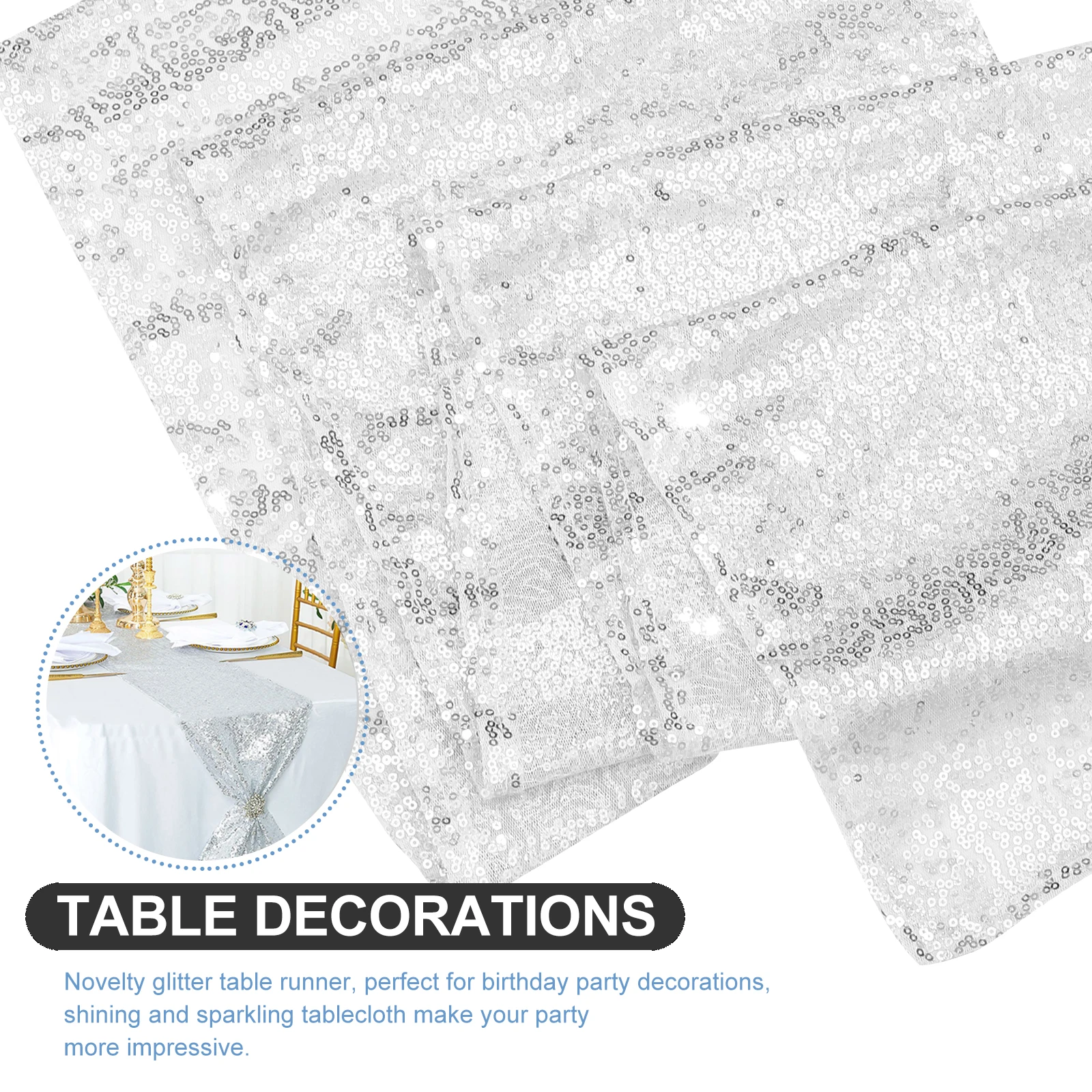 

Sequin Table Runner Disco Party Birthday Decorations Happy Cloth Sparkle Runners Pvc Glitter Dinner