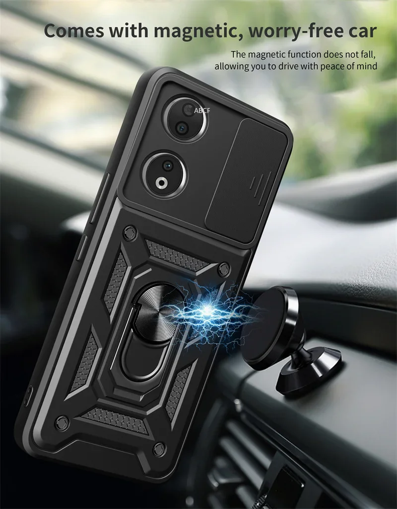 Shockproof Armor Magnetic Holder Ring Case For Honor90 Lite 70 50 X6A X7A X8A X7 X8 X9 X5 Plus X7B X8B X9B 4G Lens Protect Cover