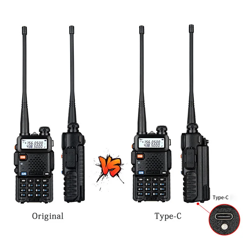 Baofeng-walkie-talkie uv 5rポータブル双方向ラジオ,アップグレード版,CタイプまたはUSB充電サポート,ラジオ受信機,8W