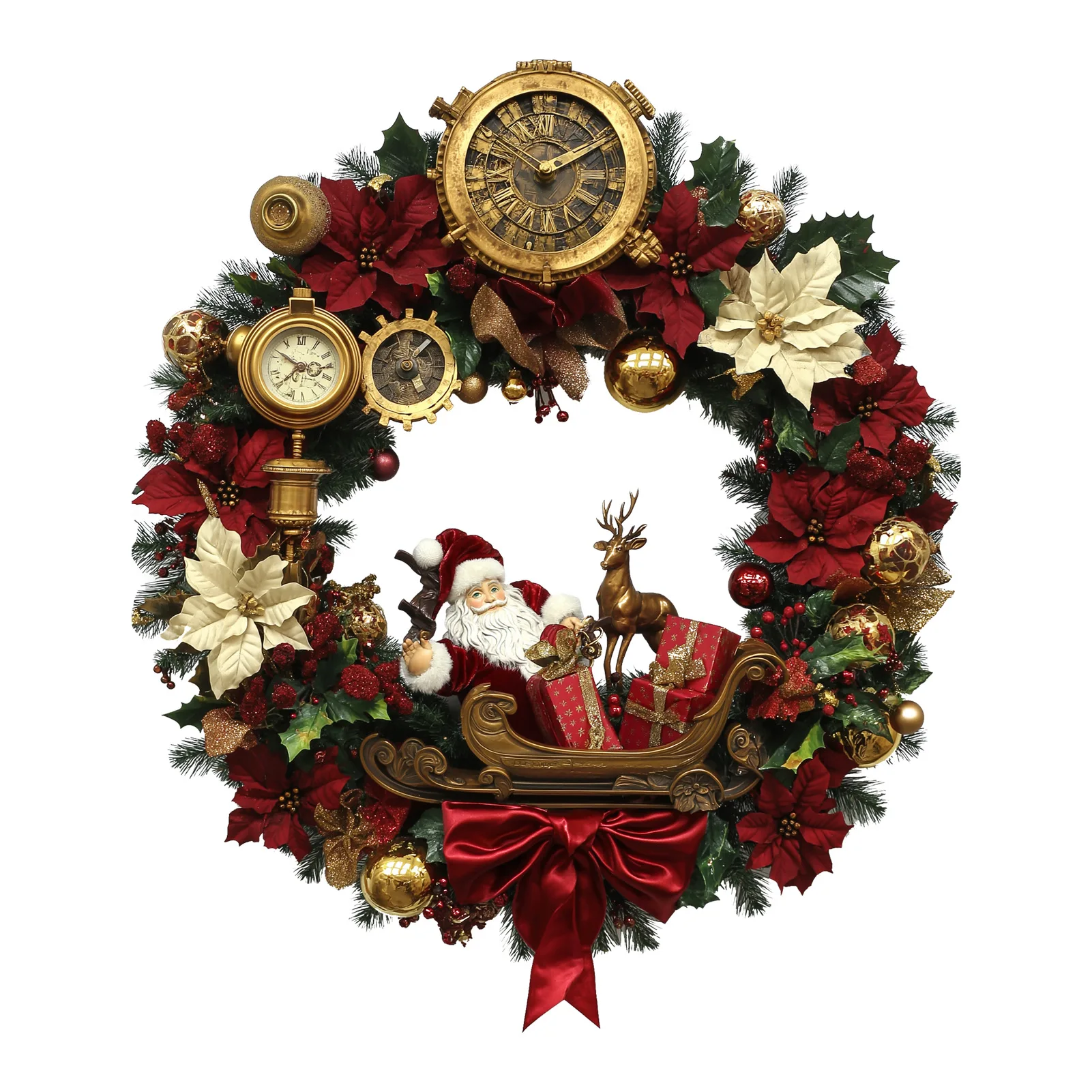 Cartoon Christmas Wreath Door Stickers Xmas Santa Claus Home Door Ornaments Merry Christmas Decor Happy New Year 2026 Sticker