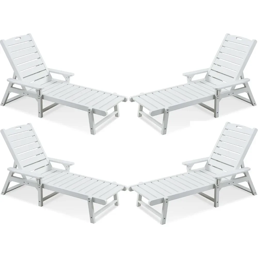 

Chaise Lounges ，Lounge Chairs with Adjustable Backrest, Supports Up to 350 lbs, All Weather Recliner Poly Lumber Lounges Bed